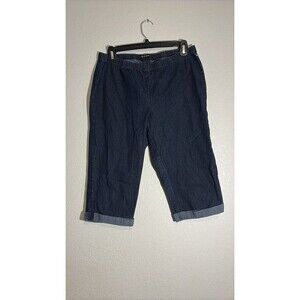 New Direction Women's Medium Dark Wash Elastic Waist Denim Capris Medium